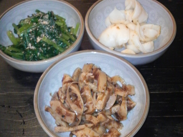 ゆりね、タケノコ、小松菜